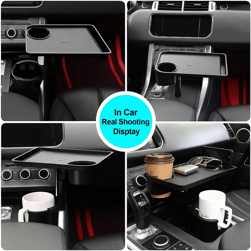Expandable Car Cup Holder 3-in-1 Multi-Functional Car Table, Large Capacity Beverage & Snack Organizer, Road Trip Essential Car Accessory, Plastic Cup Holder Insert