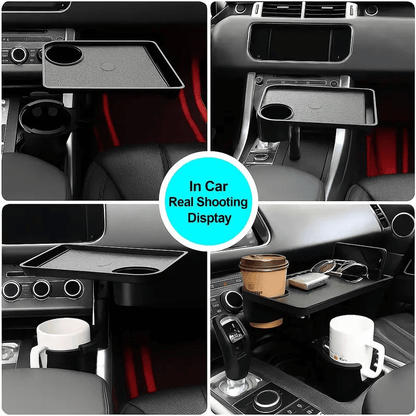 Expandable Car Cup Holder 3-in-1 Multi-Functional Car Table, Large Capacity Beverage & Snack Organizer, Road Trip Essential Car Accessory, Plastic Cup Holder Insert