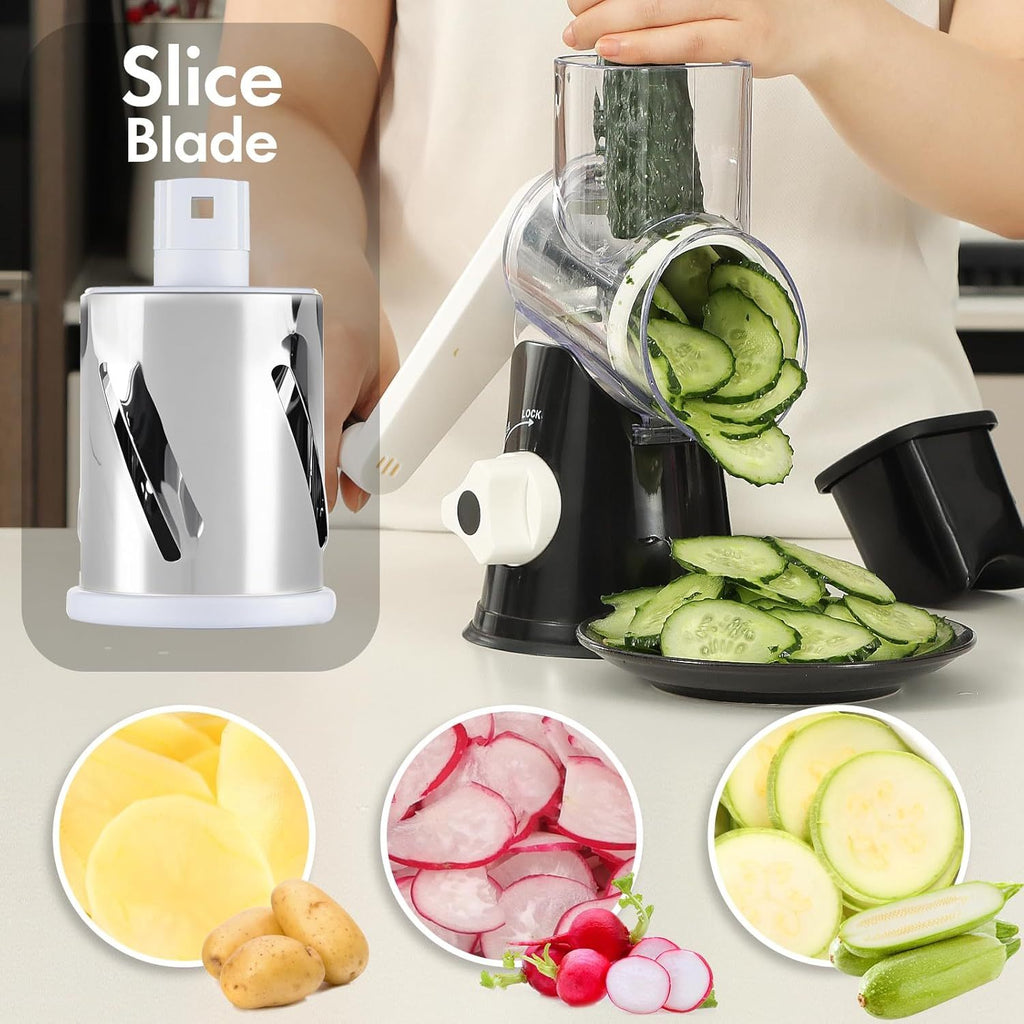 4pcs Multi Functional Hand Cranked Vegetable Cutter, Household Kitchen Manual Vegetable Machine, Slicer, Slicer, Drum Type Vegetable Cutter