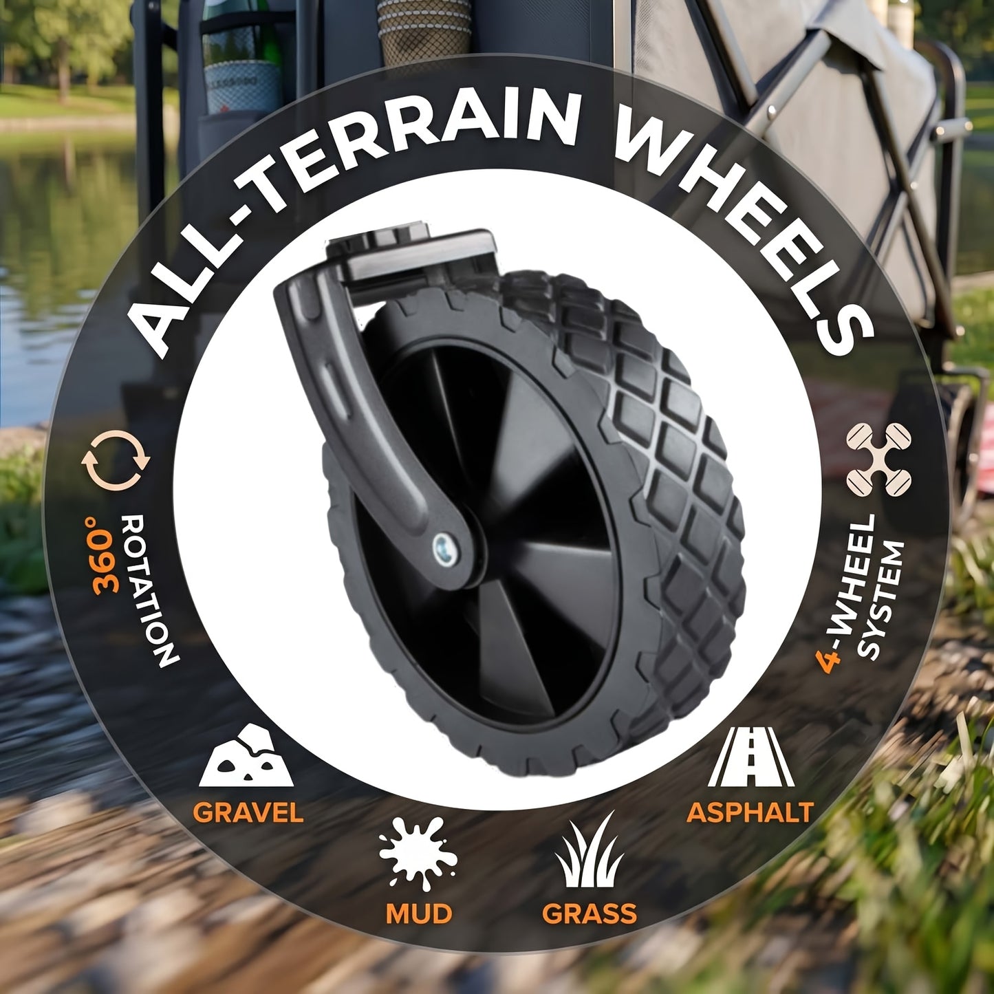 Folding Wagon Cart Collapsible All-Terrain Wheels – Heavy Duty Utility Garden Wagon for Camping, Beach, Gardening & Outdoor Use