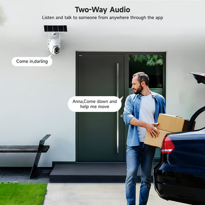 Solar Security Camera 360° PTZ Outdoor WiFi, 10000mAh Battery Powered 10X Zoom PIR Human Detection Colour Night Vision Two-Way Audio – Wireless Home Business Surveillance
