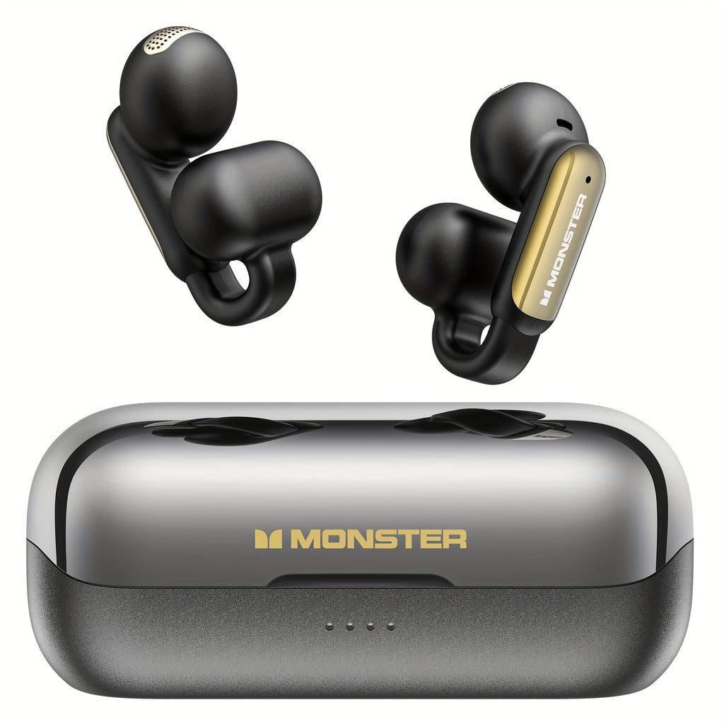 Monster Wireless Open-Ear Headphones with Noise Cancellation, Wireless, Touch Control, -C Charging, Compatible with iPhone/ Smartphones - Gaming, Music,  Calls - Compatible with PS5/PS4/ Switch - Open Back Design for Spatial Sound - Compatible with Smart