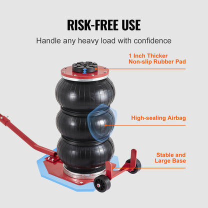 3 Ton Pneumatic Air Jack 6600 lbs Triple Bag Airbag Jack, 5.5"-17.7" Lift Range, 3-5 Second Fast Lift, Six Steel Pipes, Adjustable Handle – VEVOR Car & Garage Jack
