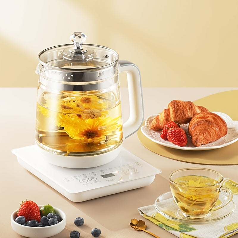 Yalulu Electric Kettle, 60.87oz Large Capacity Electric Tea Pot, Essential for Camping; Tea Set, 18 Smart Functions, Ickened Glass, Heat-resistant, Removable Filter, Multi-functional Medical Health Pot (with US Plug), 800W Power,