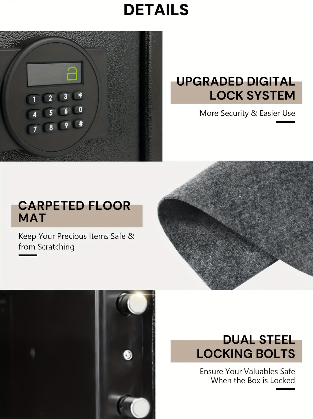 Fireproof Safe Box with Digital Keypad Lock & Fireproof Bag – Home & Office Security Storage for Cash Documents Jewellery & Valuables, Multiple Sizes, Black Silver & Pink, Canada