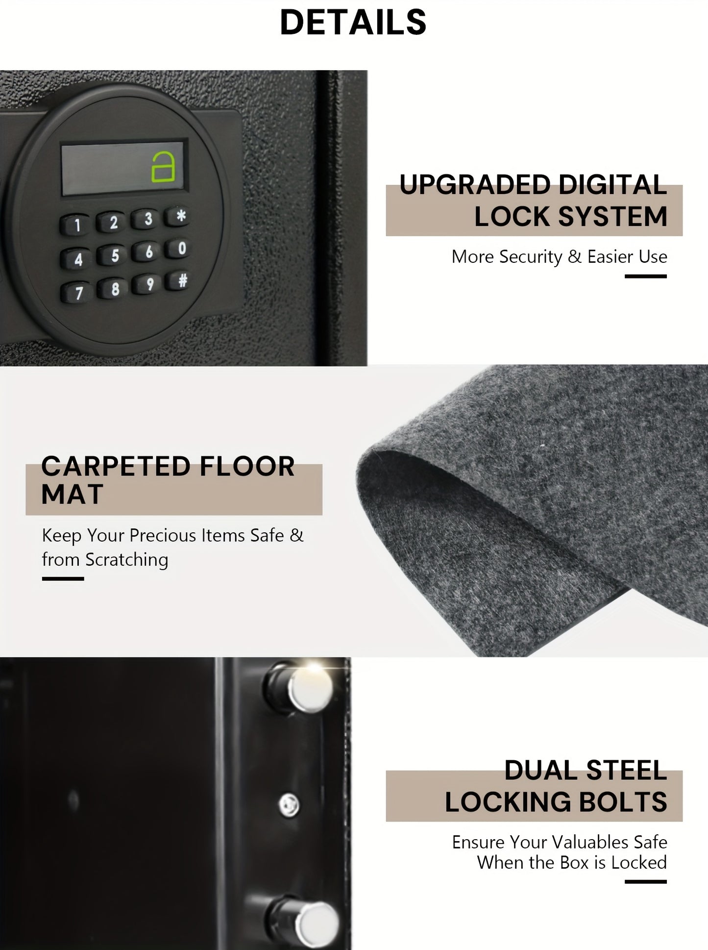 Fireproof Safe Box with Digital Keypad Lock & Fireproof Bag – Home & Office Security Storage for Cash Documents Jewellery & Valuables, Multiple Sizes, Black Silver & Pink, Canada