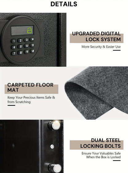 Fireproof Safe Box with Digital Keypad Lock & Fireproof Bag – Home & Office Security Storage for Cash Documents Jewellery & Valuables, Multiple Sizes, Black Silver & Pink, Canada