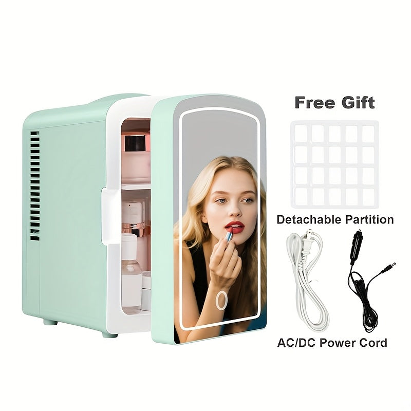 Mini Fridge 1.06 Gallons, 12V DC Power Supply, Low-noise Design, Portable Compact Refrigerator, Suitable for Bedrooms, Dormitories, Cars, Desks, Freezing Skin Care, Cosmetics, Gifts, Christmas Gifts, Cute