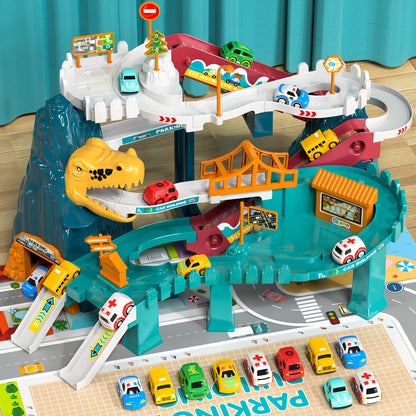 Dinosaur Race Track Toy for Kids with 10 Cars – Car Ramp Track Dinosaur Playset for Boys & Girls, Fun Racing Toy for Toddlers, Best Birthday & Christmas Gift for Kids