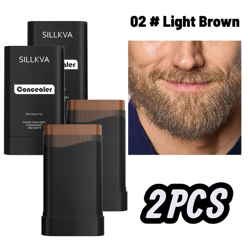 Hair & Beard Color Concealer Comb with Fine Teeth - SILLKVA Waterproof Gray Coverage Root Touch-Up & Mustache Coloring Stick, 5 Shades, 0.7oz, Long-Lasting Formula for Men & Women