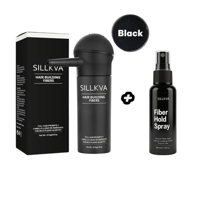Volumizing Hair Fiber Powder with Applicator - SILLKVA Instant Volume & Natural Coverage for Thinning Hair, Precise Application, 0.97oz, Long-Lasting Hair Thickener for Men & Women