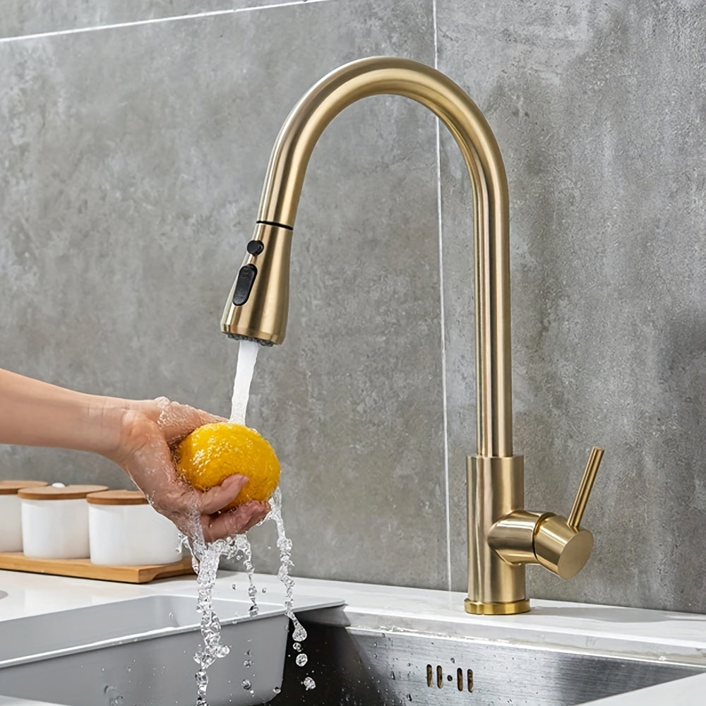 Kitchen Faucet with Pull Down Sprayer High Arc Single Handle – Brushed Nickel, Matte Black & Brushed Gold Finish, Commercial Modern Kitchen Sink Faucet for RV & Home