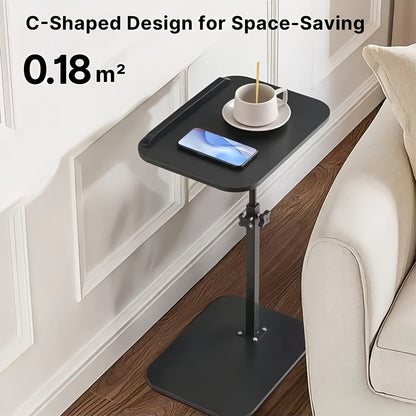 C-Shaped Adjustable Foldable Side Table with Height Adjustment & 360° Rotation – Mobile Sofa End Table for Bedroom Living Room Office