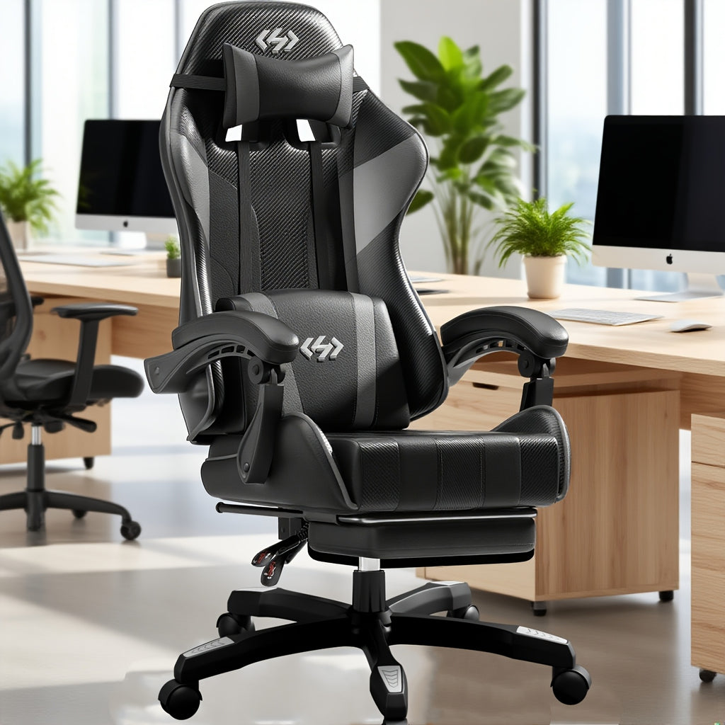 Ergonomic Gaming Chair with 6-Point Support, 135 Degree Recline, Video Game Chair with Independent Pocket Springs And Adjustable Lumbar/Headrest, Faux Leather Office And Gaming Seat, Bedroom, Office, Christmas Gift, Birthday Gift, Adults