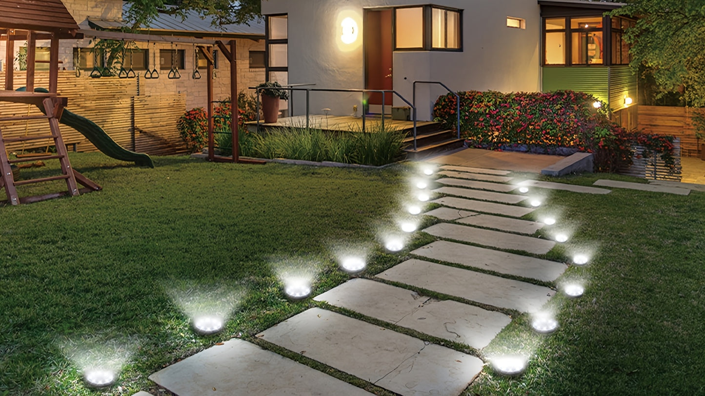 IP44 Solar In-Ground Lights 8 LED – Regular & Mini Versions, Auto On/Off, 4-20 Pack for Garden, Pathway, Driveway, Stairs, Deck & Swimming Pool | ShopVora CA