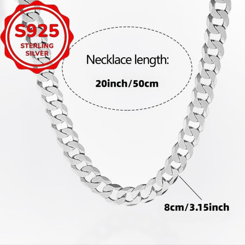 925 Sterling Silver Cuban Link Chain Necklace for Men & Women – Diamond-Cut Iced Out Design, Daily Wear, Party & Concert Jewellery, Couple & Father's Day Gift