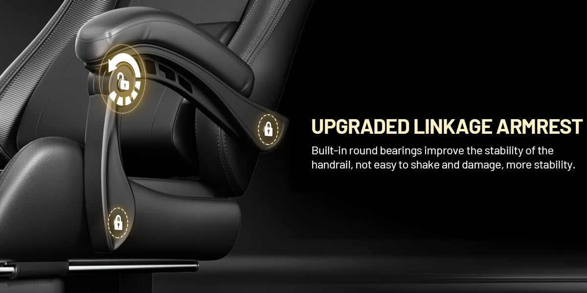 Ergonomic Gaming Chair with Pocket Spring Cushion and Massage Lumbar Support - Height Adjustable PU Leather Computer Chair, Memory Foam Headrest, Reclining Backrest, Footrest, 330 lb Capacity Canada