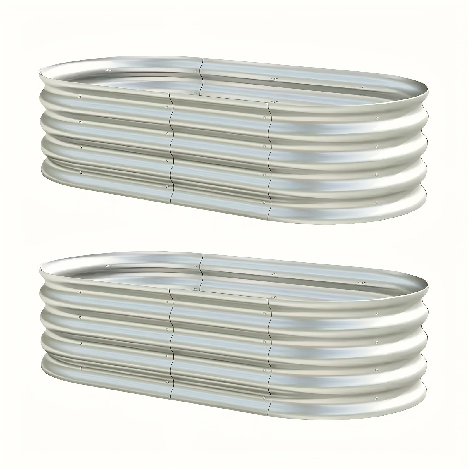 Galvanized Oval Raised Garden Bed 2-Pack – Metal Outdoor Planter Box Kit for Vegetables, Fruits, Flowers & Herbs, Multiple Sizes Available