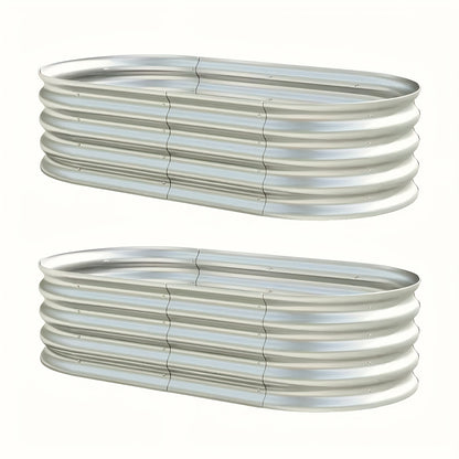 Galvanized Oval Raised Garden Bed 2-Pack – Metal Outdoor Planter Box Kit for Vegetables, Fruits, Flowers & Herbs, Multiple Sizes Available