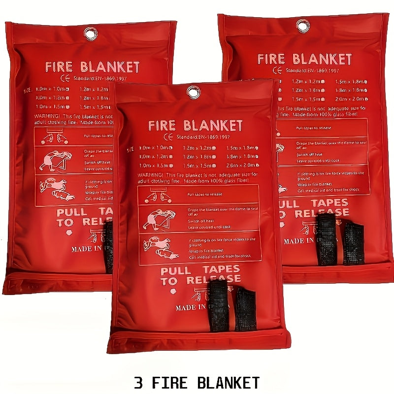 Emergency Fire Blanket 3/5 Pack 39"x39" Fiberglass Fireproof Flame Retardant Blanket for Home Kitchen Camping – Fire Safety Suppression Blanket, Practical Safety Gift