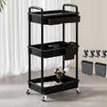 Rolling Storage Cart with Drawers & Hooks – 3 or 4 Tier, Wheels, Kitchen & Bathroom