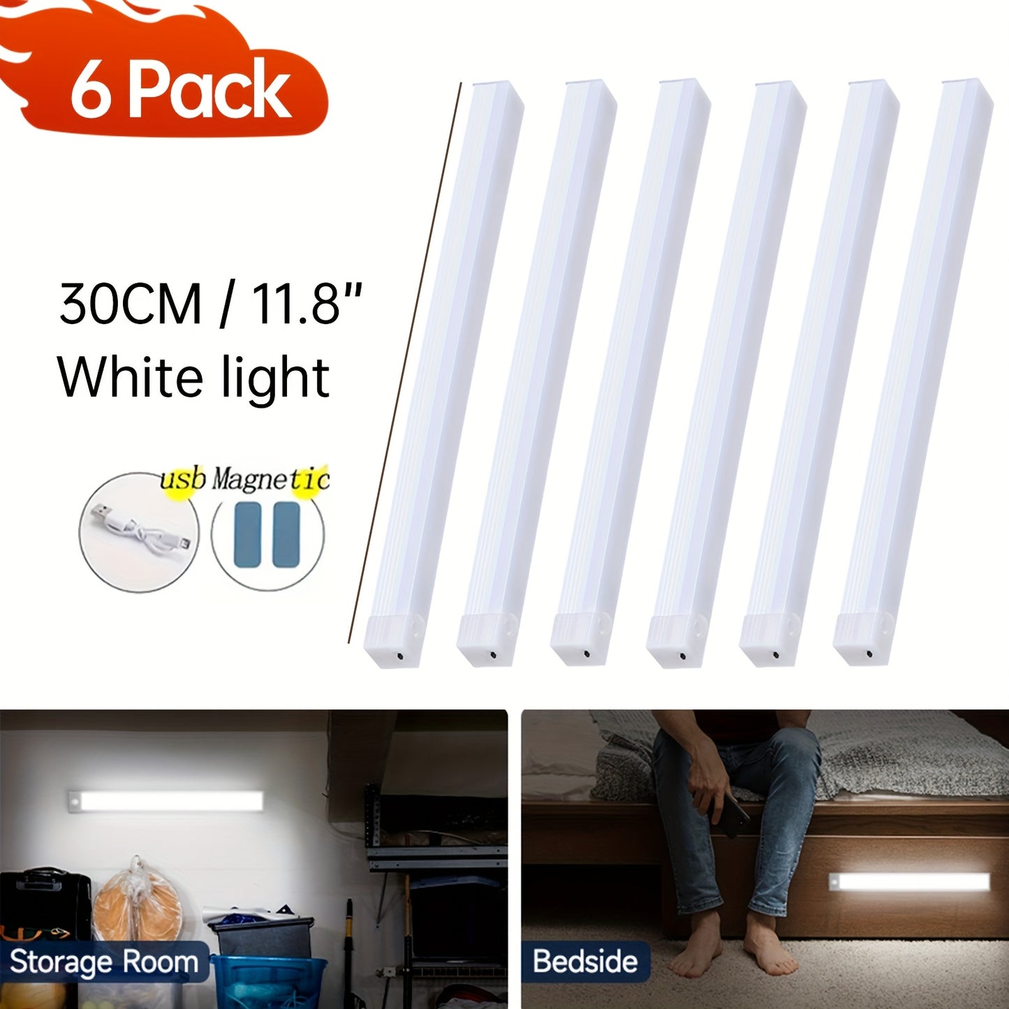 LED Motion Sensor Lights 6 Pack USB Rechargeable – Magnetic Dimmable Wireless Under Cabinet Night Light for Kitchen Bedroom Bathroom Wardrobe Closet Stairs Cupboard, Canada