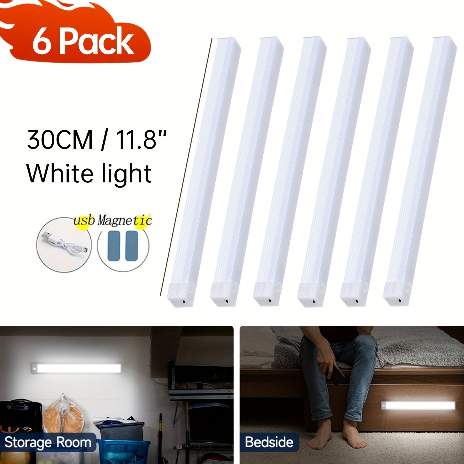 LED Motion Sensor Lights 6 Pack USB Rechargeable – Magnetic Dimmable Wireless Under Cabinet Night Light for Kitchen Bedroom Bathroom Wardrobe Closet Stairs Cupboard, Canada