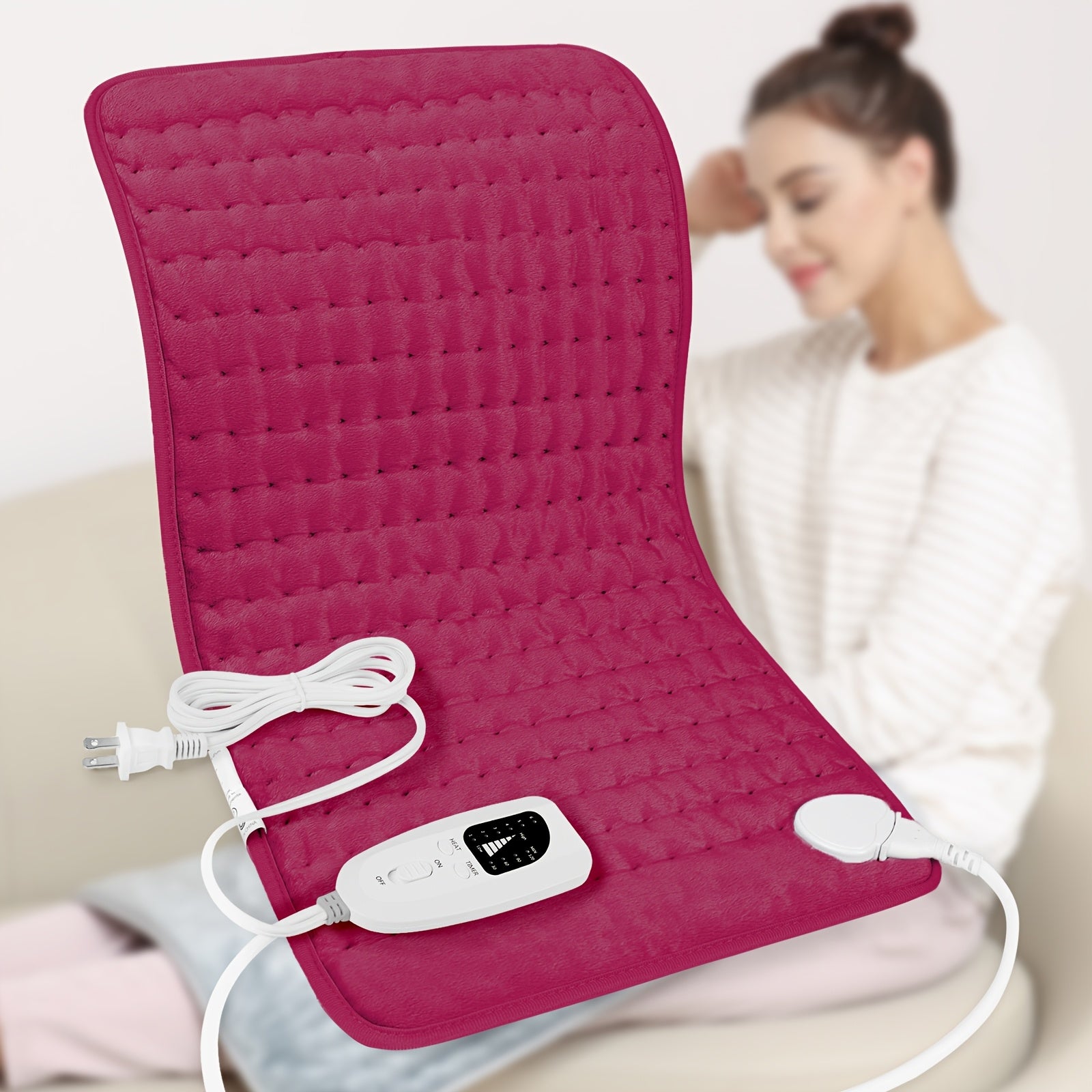 XL Electric Heating Pad 24x12in – 6 Heat Levels up to 140°F, 4 Timer Settings, Machine Washable, Plush Velvet for Back Neck Shoulder Leg Knee, Gift for Parents Canada