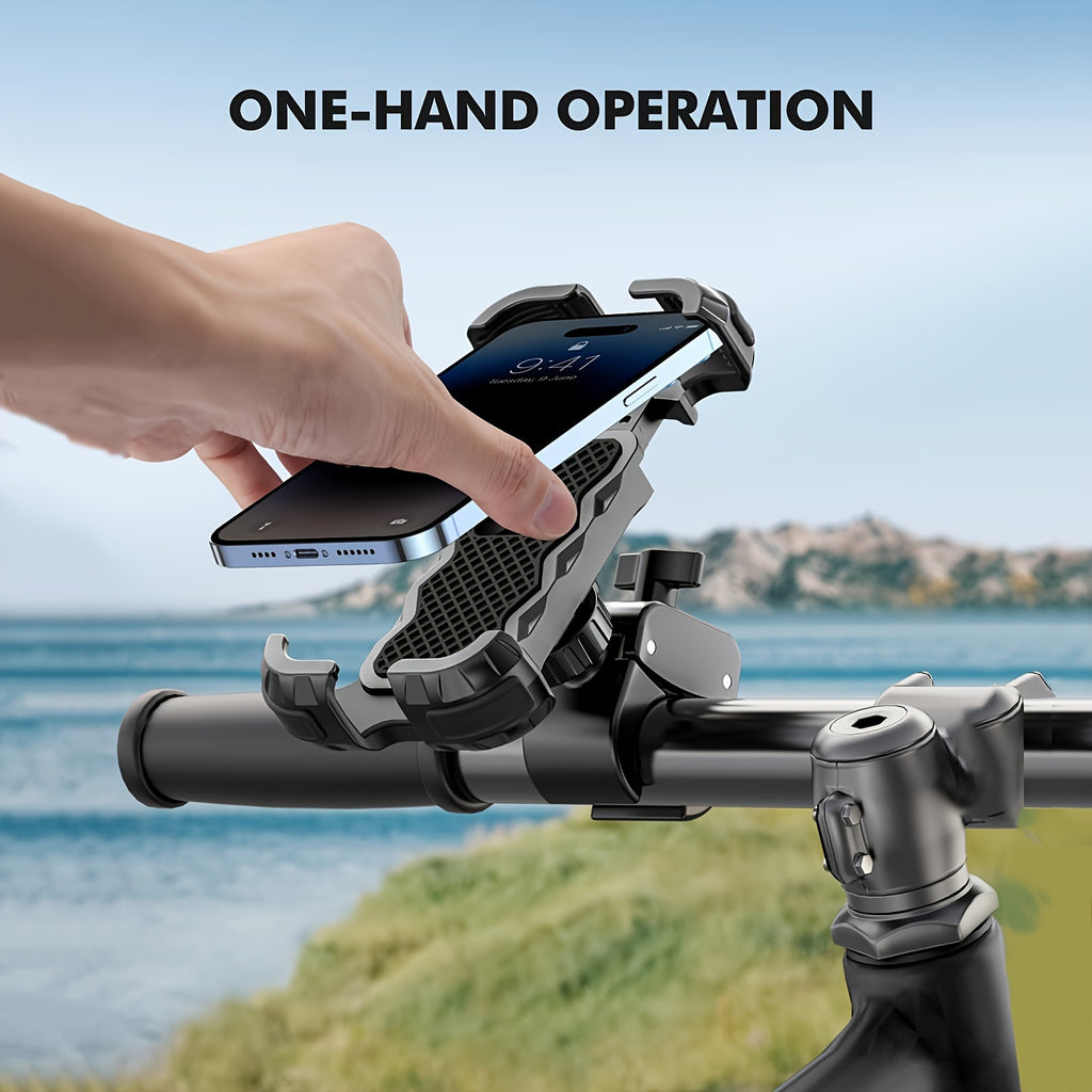 BABACOM Bicycle Phone Holder, Enhanced [1S Lock][Safe Guard] Motorcycle Phone Holder, [360° Rotatable] Phone Mount for Bicycle Handlebars Compatible with 4.7-6.8" Mobile Phones