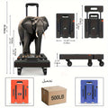 SPACEKEEPER Folding Hand Truck, 500 LB Heavy Duty Luggage Cart, Utility Dolly Platform Cart with 6 Wheels And 2 Elastic Ropes for Luggage, Travel, Moving, Shopping, Office Use, Black