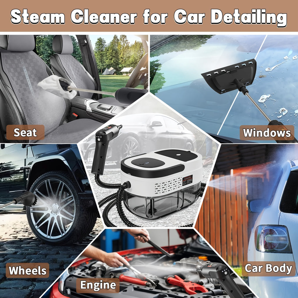 [Upgrade Capacity] Handheld Steam Cleaner, 2500W High Pressure Steam Machine, 54.1oz Water Tank, 3 Levels Adjustable Handle, Portable Cleaning Steamer for Home, Car Detailing, Bed Bugs, Furniture, Grout