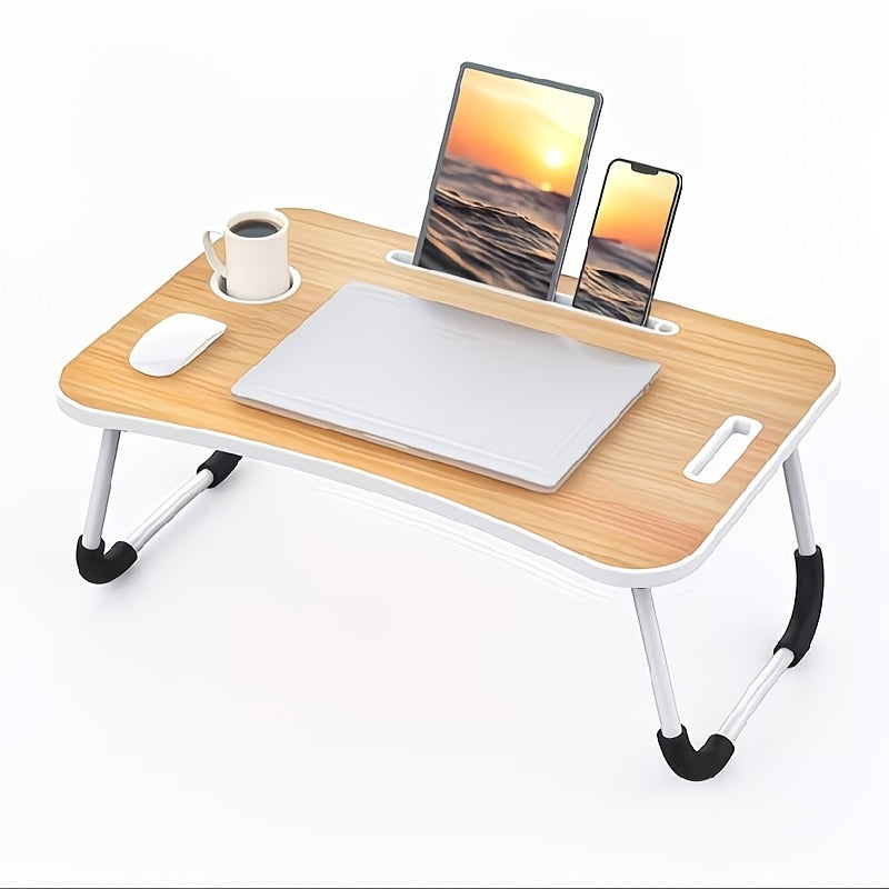 Foldable Laptop Bed Desk Tray with Cup Holder & Drawer, Large Portable Lap Desk Table Stand for Bed Sofa Couch Floor, for Laptop Study Reading Writing Eating – Adjustable Bed Tray for Adults Kids