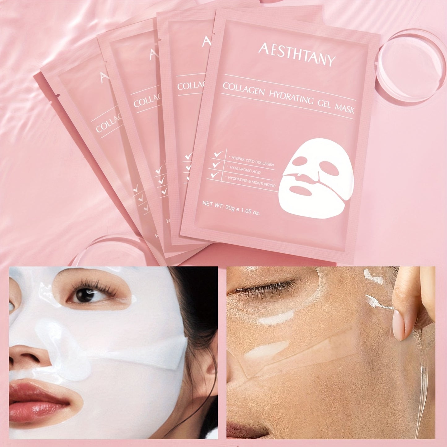 Collagen & Hyaluronic Acid Face Mask Set – 16 Sheets / 4 Boxes, Firming & Moisturizing Night Mask, Nourishes Dry Skin, All Skin Types, Birthday & Mother's Day Gift for Women | ShopVora CA