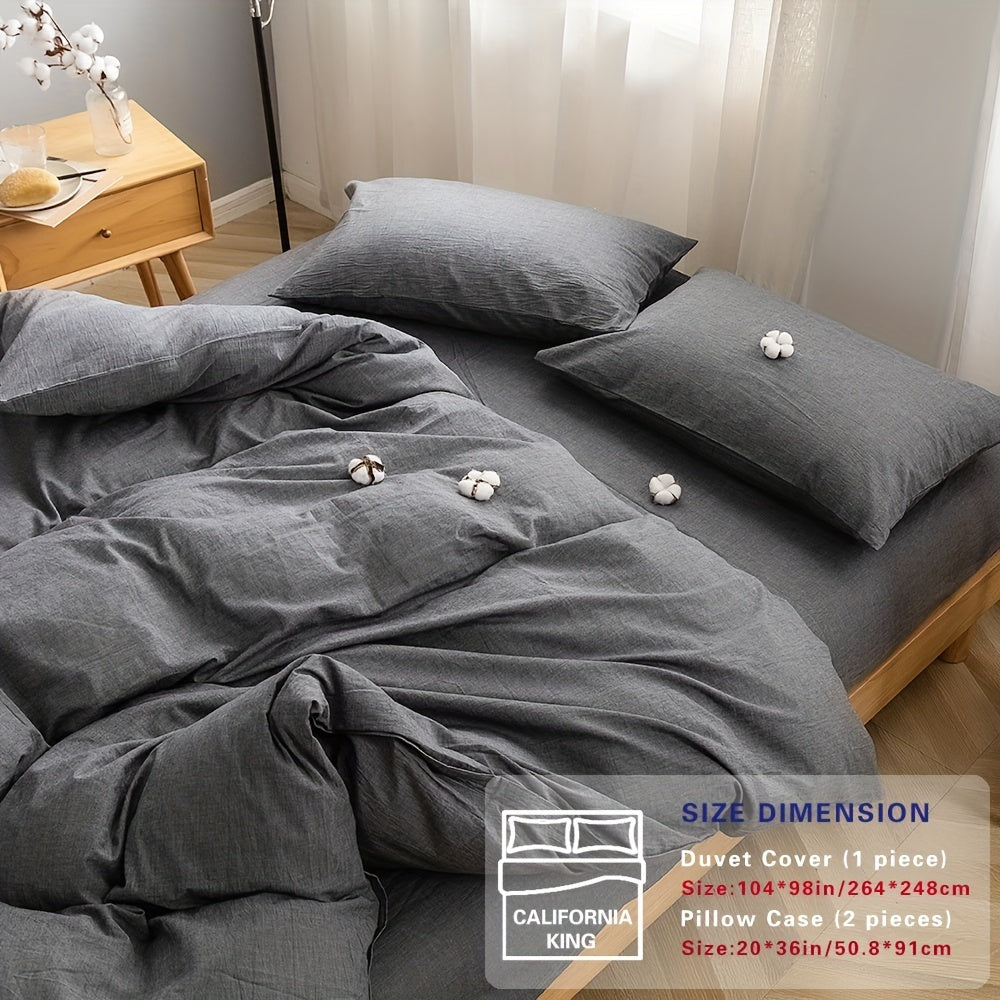 100% Washed Cotton Duvet Cover Set – Breathable, Durable & Ultra-Soft Comfy Bedding Set for All Seasons, Multiple Sizes & Colours
