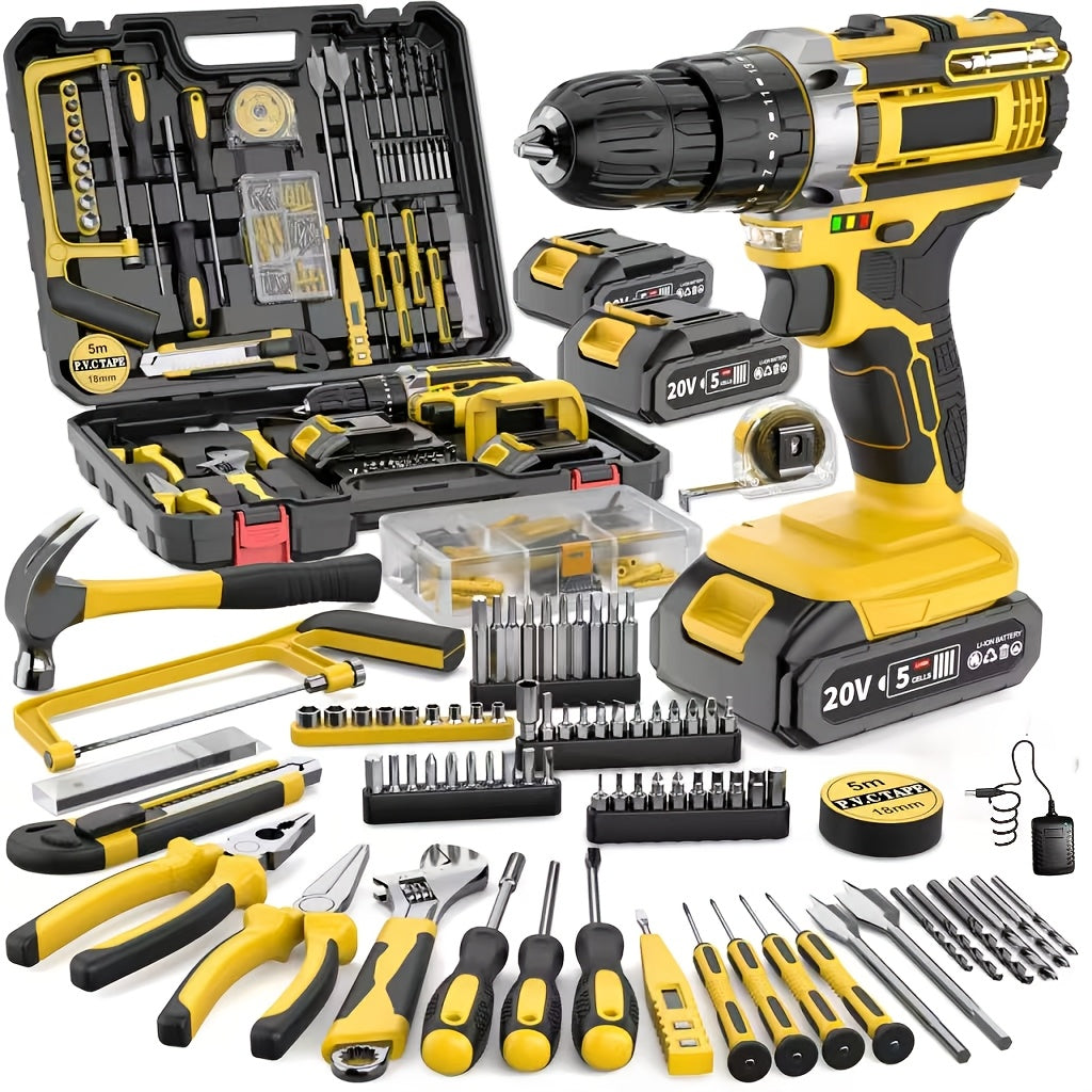 20V Cordless Impact Drill 35Nm Max Torque, 18+3 Torque Settings, 3/8" Keyless Chuck, Built-in LED Light, 2.0Ah Battery, Drills Concrete Walls Tightens Screws, Perfect Gift for DIY & Professionals