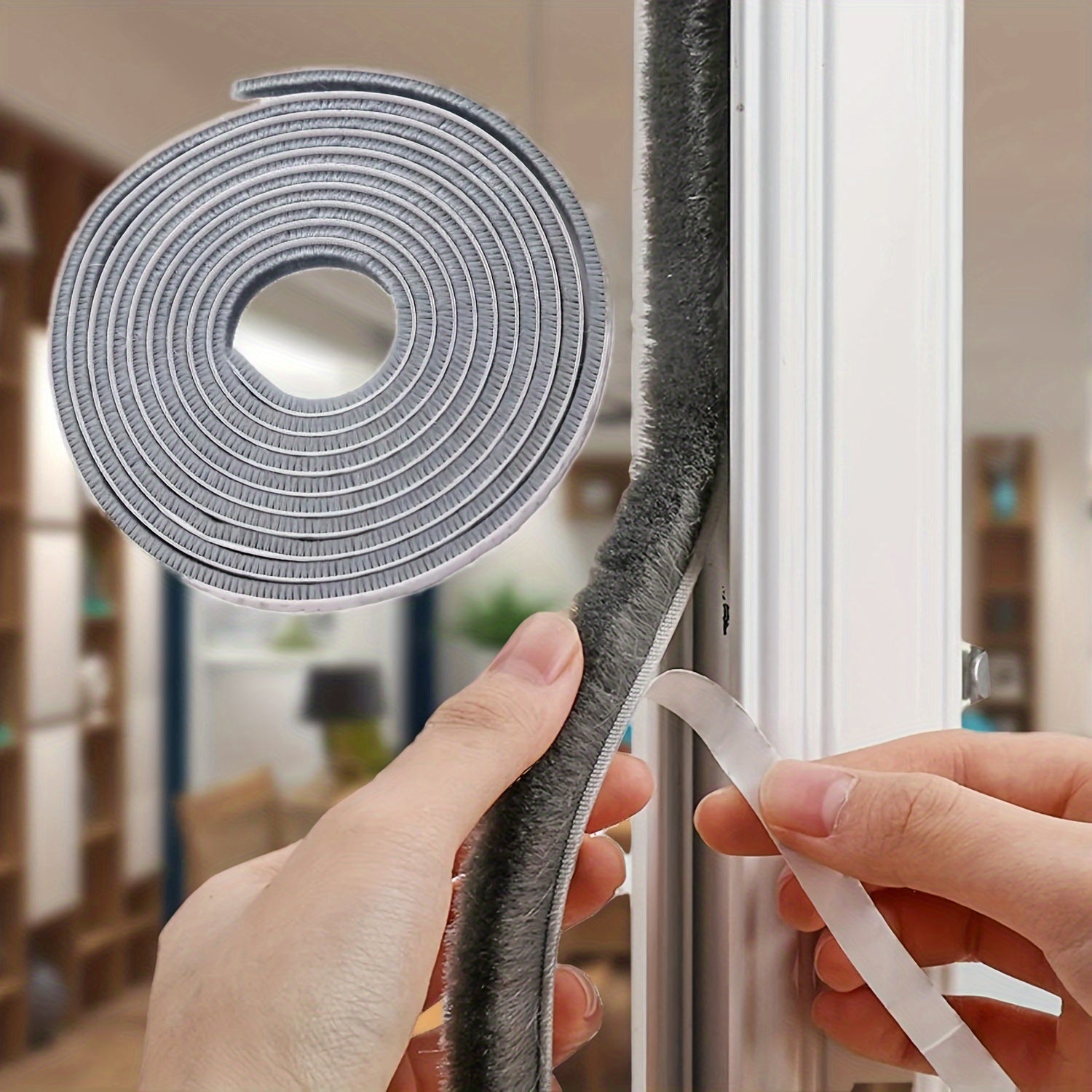 Self-Adhesive Door & Window Sealing Strip 32.8 Feet – Soundproof Weatherstrip Foam Seal Tape for Wind Dust & Draft Protection, 0.35" Wide x 0.2" Thick, Easy DIY Install, Canada
