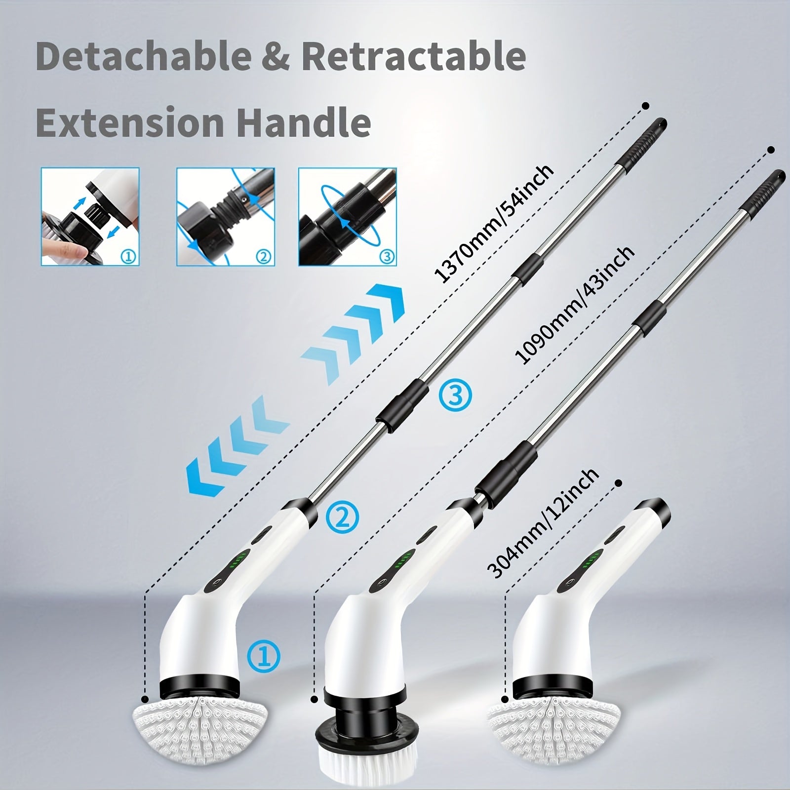 Electric Spin Scrubber for Cleaning, Electric Rotating Floor Washer, Wireless Shower Floor Scrubber, Replaceable 9 Brush Heads, 2 Speed And Adjustable Extension Handle, Kitchen Gadgets Suitable for Bathtub, Tile Floor, Glass, Car