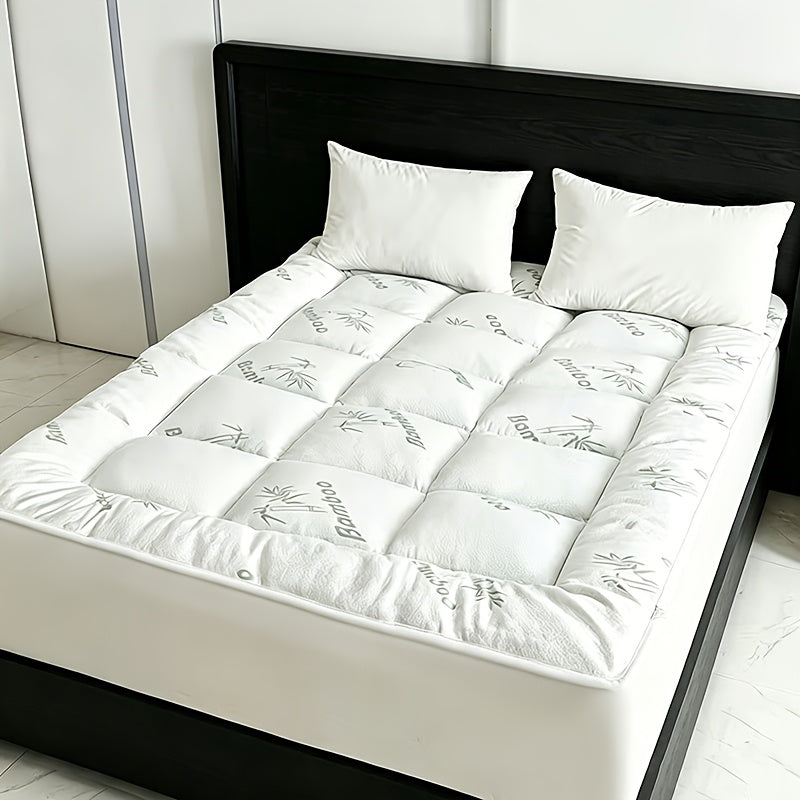 Bamboo Extra Support Mattress Topper- Quilted Fitted Mattress Pad Pillow Top Mattress Cover with Deep Pocket Up to 21 Inches 1000GSM Or 1500GSM Mattress Pad