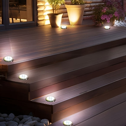 IP44 Solar In-Ground Lights 8 LED – Regular & Mini Versions, Auto On/Off, 4-20 Pack for Garden, Pathway, Driveway, Stairs, Deck & Swimming Pool | ShopVora CA