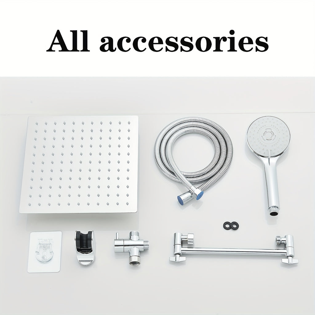 Modern Luxury Shower Head, 8/10/12 Inch Shower Head with Handheld Spray Combo And Adjustable Arm, High Pressure Rain Shower Head, Electroplated/Black Shower Showerhead, Handheld Showerhead, Contemporary Design