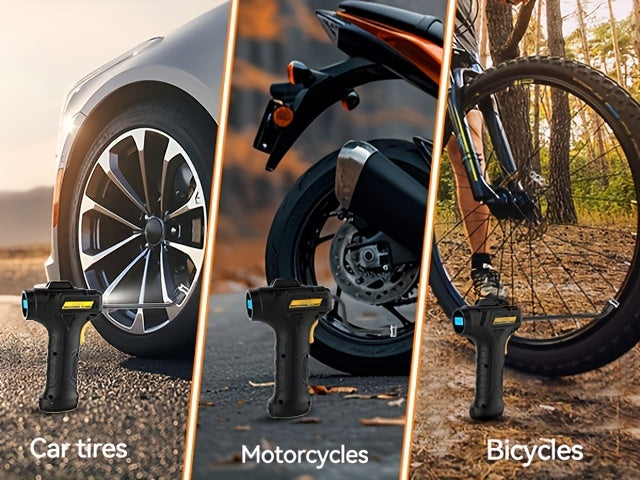 Tire Inflator Portable Air Compressor with Auto-Shutoff, Handheld Air Pump, 150 PSI Cordless Car Tires Pump with Digital Pressure Gauge/Led Light for Cars, Motorcycles, Bikes, Ball - Compact, Rechargeable, And Easy-To-Use Design, Car Additions