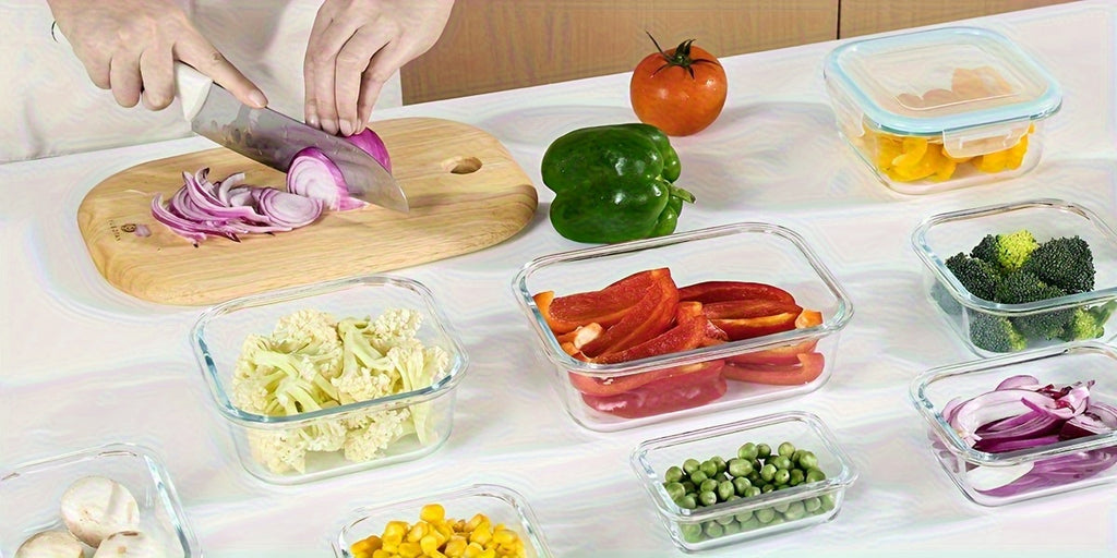 8pcs Airtight Glass Food Storage Containers with Leak-Proof Locking Lids- Microwave, Oven, Freezer& Dishwasher Safe, Perfect for Meal Prep& Multi-Purpose Kitchen Use, Glass Meal Prep Containers|Rectangular Shape|Durable Design, Meal Prep Container
