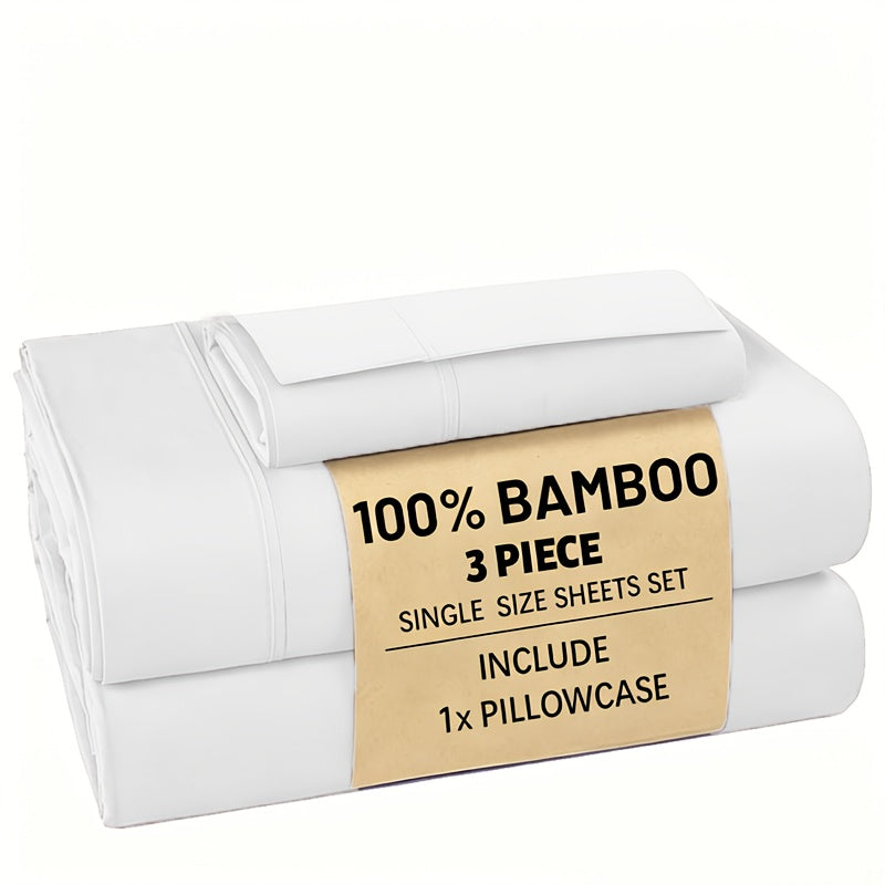 Bamboo Bed Sheet Set 3/4pcs – Soft Breathable Deep Pocket Sheets for Hot Sleepers, Durable Stitching, Twin Full Queen King, 11 Colours Including Assorted