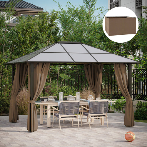 Gazebo Privacy Curtains 4-Panel with Zipper – Replacement Side Panels for 10’x12’ Gazebo or Pergola, Durable Polyester Fabric, Hooks & C-Rings Included, Wind & Sun Protection – Brown
