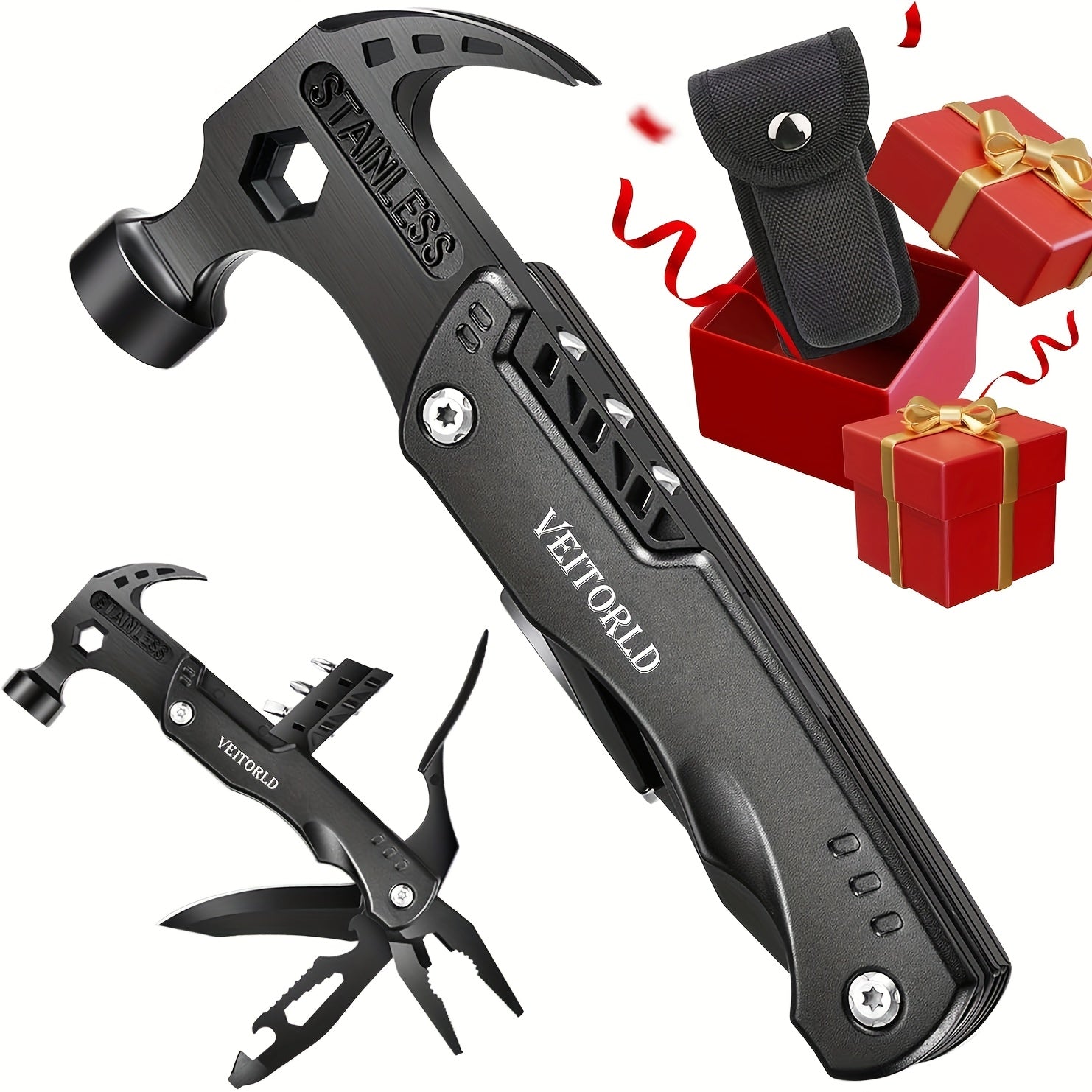 14-in-1 Multi-Tool Pocket Knife Set – Hammer, Pliers, Screwdrivers & Bottle Opener | Compact Camping Survival Gear | Father's Day Gift for Men, Handymen & Outdoor Enthusiasts | ShopVora CA