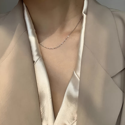 925 Sterling Silver Water Ripple Chain Collarbone Necklace for Women – Anti-Allergy Elegant Vacation & Daily Wear Necklace, Perfect Gift for Her | ShopVora CA