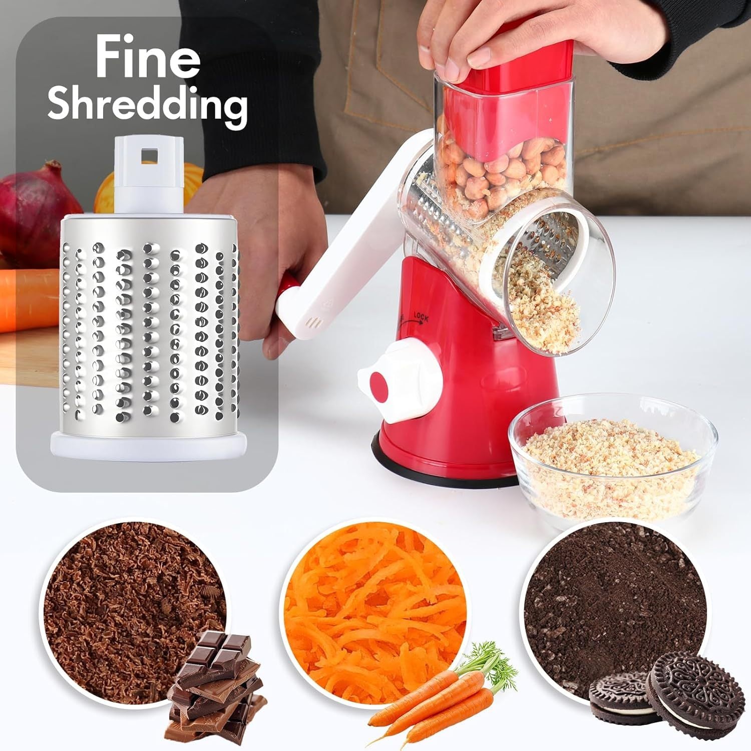4pcs Multi Functional Hand Cranked Vegetable Cutter, Household Kitchen Manual Vegetable Machine, Slicer, Slicer, Drum Type Vegetable Cutter