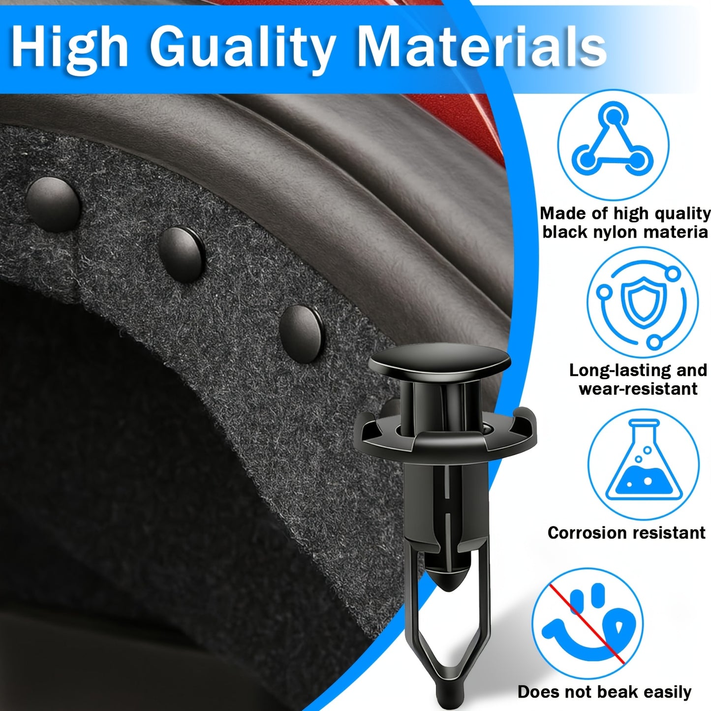 200pcs Automotive Push Pin Retainer Clips Mixed Sizes 6mm-10mm – Universal Car Bumper Fender Trim Fasteners Assortment Kit for Most Vehicle Makes