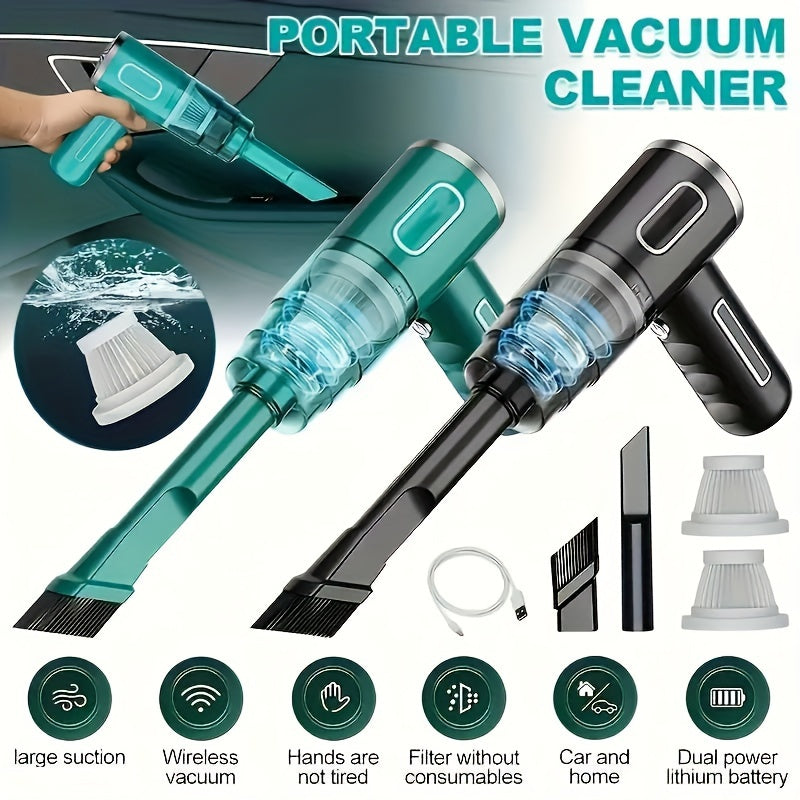 Upgraded Version, Portable Cordless Handheld Vacuum Cleaner, Cyclone Suction Wireless Vacuum. Rechargeable Strong Suction Vacuum Suitable for Cars/Offices/Homes