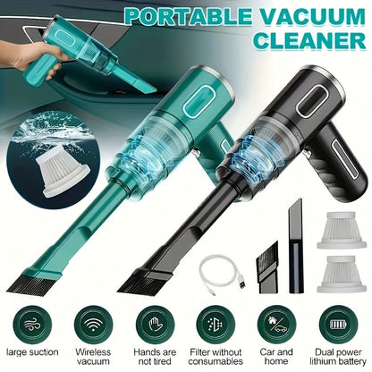Portable Cordless Handheld Vacuum Cleaner – Upgraded Cyclone Suction, Rechargeable Wireless Vacuum for Car, Home & Office, Strong Suction Mini Vacuum with Filter